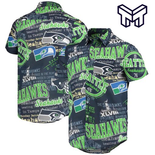 NFL Seattle Seahawks Hawaiian College Navy Hawaiian Shirt And Short