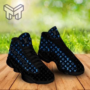 New Louis Vuitton Air Jordan 13 Sneakers Shoes Cyan Neon Black LV Gifts For Men Women