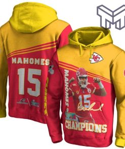 Patrick Mahomes 15 Kansas City Chiefs Super Bowl Champion 2023 AFC Champions Unisex 3D Hoodie 3D T-Shirt Zip 3D Hoodie