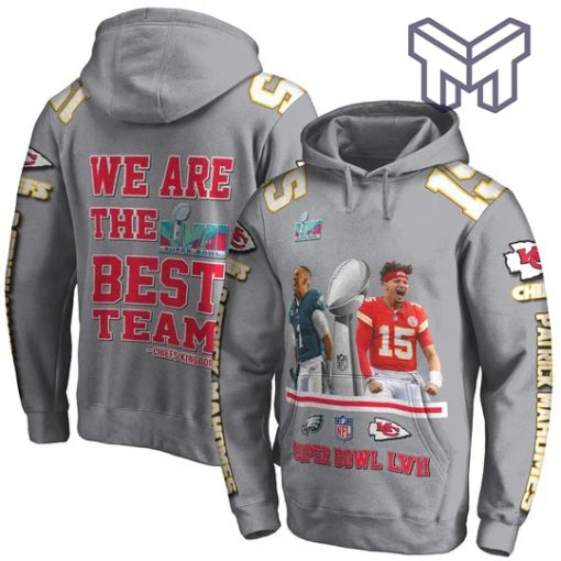 Patrick Mahomes 15 We Are The Best Team Kansas City Chiefs Super Bowl Champion 2023 Unisex 3D Hoodie 3D T-Shirt Zip 3D Hoodie