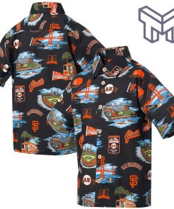 San Francisco Giants Hawaiian Shirt MLB Scenic Hawaiian Shirt And Short Set Black Hawaiian Shirt for Giants Fans
