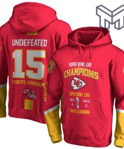 Undefeated Patrick Mahomes 15 Kansas City Chiefs Super Bowl Champion 2023 Unisex 3D Hoodie 3D T-Shirt Zip 3D Hoodie