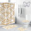 Versace Basic Medusa With Baroque And Greca Framed Bathroom Set Shower Curtain And Rug Toilet Seat Lid Covers Bathroom Set