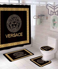 Versace Luxury Brand Premium Bathroom Set Shower Curtain Bath Mat Set Home Decor Shower Curtain And Rug Toilet Seat Lid Covers Bathroom Set