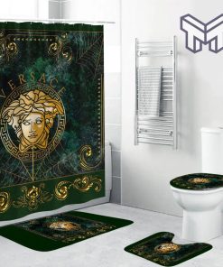 Versace Medusa Fashion Luxury Brand Premium Bathroom Set Home Decor Shower Curtain And Rug Toilet Seat Lid Covers Bathroom Set