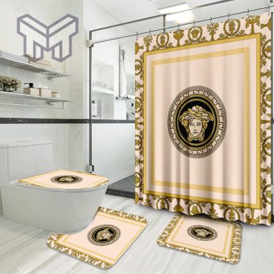 Versace New Luxury Brand Preium Bathroom Set With Shower Curtain Shower Curtain And Rug Toilet Seat Lid Covers Bathroom Set