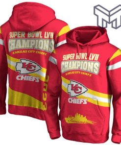 Yellow And Red Kansas City Chiefs Super Bowl LVII Champion 2023 Unisex 3D Hoodie 3D T-Shirt Zip 3D Hoodie