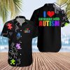 Autism Awareness Aloha Hawaiian Shirt, Autistic Pride Aloha Shirt, Autism Mom Hawaii Shirt,Hawaiian Shirt And Shorts