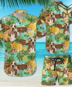 Basset Hound Hawaiian Shirt - Tropical Pineapple Dog Printed Hawaiian Shirt And Shorts