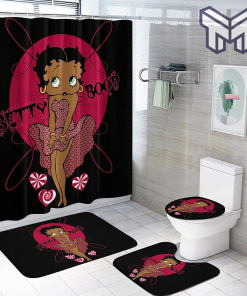 Betty Boop The Black Skin Bathroom Set With Shower Curtain Shower Curtain And Rug Toilet Seat Lid Covers Bathroom Set