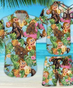 Bigfoot Pineapple Plumeria Summer Tropical All Over Printed Hawaiian Shirt And Shorts