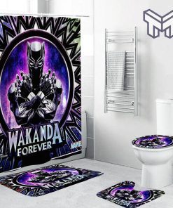 Black Panther Wakanda Forever Bathroom Sets, Shower Curtain Sets