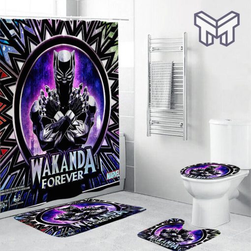 Black Panther Wakanda Forever Bathroom Sets, Shower Curtain Sets