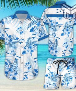 Blue Floral Shirt Blue Hibiscus Flower With Nation Flag Proud Hawaiian Shirt And Shorts