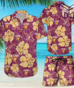 Brisbane Lions Floral Hawaiian Shirt And Shorts