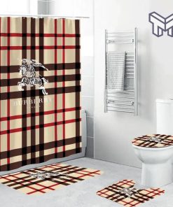 Burberry London Shower Curtain And Rug Toilet Seat Lid Covers Bathroom Set