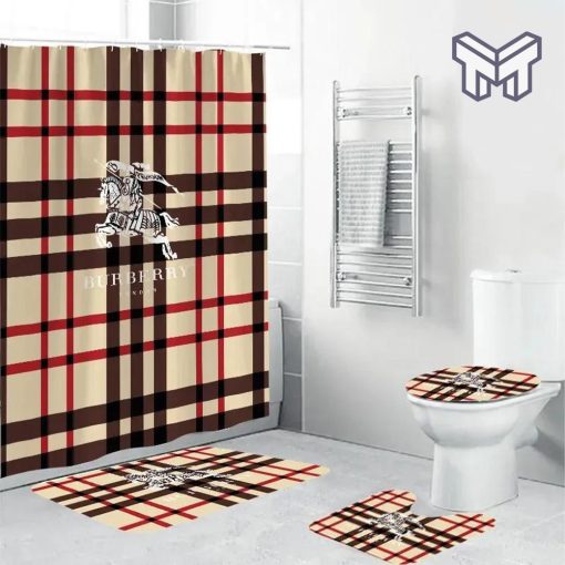 Burberry London Shower Curtain And Rug Toilet Seat Lid Covers Bathroom Set