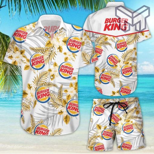 Burger King Tropical Flower Aloha Hawaiian Shirts and short, Summer hawaiian day 3d Hawaii shirt