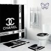 Chanel Logo Plus Waterproof Luxury Bathroom Mat Set Shower Curtain Decoration