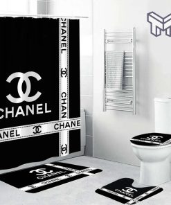 Chanel Logo Plus Waterproof Luxury Bathroom Mat Set Shower Curtain Decoration