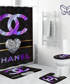 Chanel Shower Shower Curtain And Rug Toilet Seat Lid Covers Bathroom Set