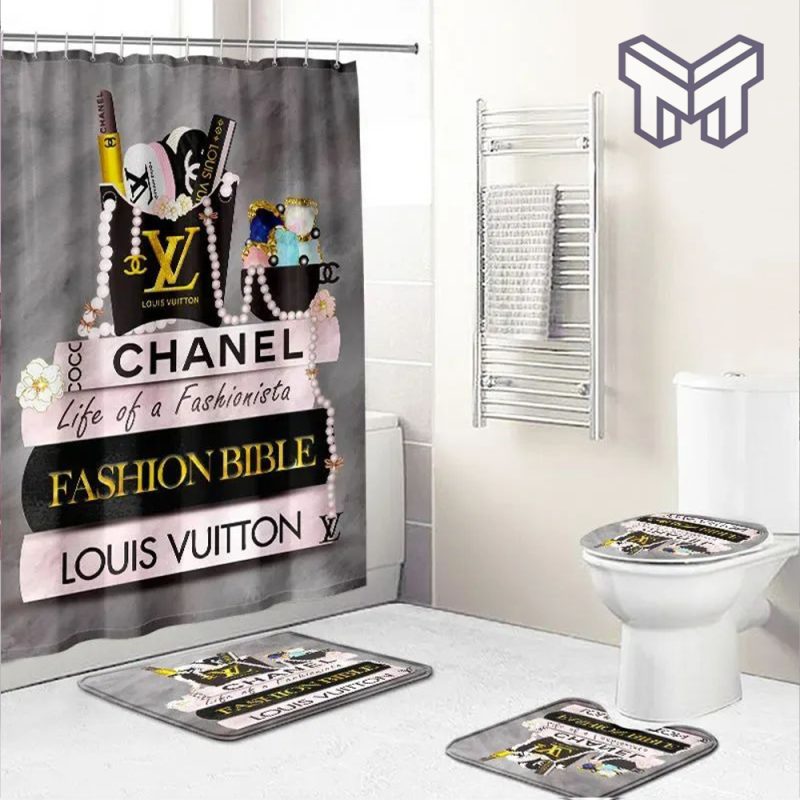Louis Vuitton Flower Luxury Bathroom Set Shower Curtain Style 24