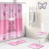 Chanel pink flower bathroom set hot 2023 luxury shower curtain bath rug mat home decor