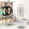 Chanel shower curtain Bathroom Set With Shower Curtain Shower Curtain And Rug Toilet Seat Lid Covers Bathroom Set Type 03