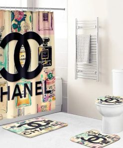 Chanel shower curtain Bathroom Set With Shower Curtain Shower Curtain And Rug Toilet Seat Lid Covers Bathroom Set Type 03