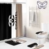 Chanel shower curtain black and white beige Bathroom Set With Shower Curtain Shower Curtain And Rug Toilet Seat Lid Covers Bathroom Set Type 01