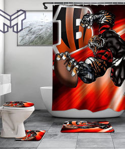 Cincinnati Bengals Bathroom Set With Shower Curtain Shower Curtain And Rug Toilet Seat Lid Covers Bathroom Set