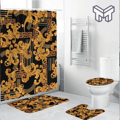 Gianni versace bathroom set hot 2023 luxury shower curtain bath rug mat home decor