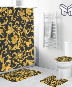 Gianni versace bathroom set hot 2023 luxury shower curtain bath rug mat home decor