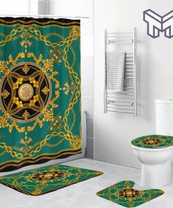 Gianni versace green bathroom set hot 2023 luxury shower curtain bath rug mat home decor
