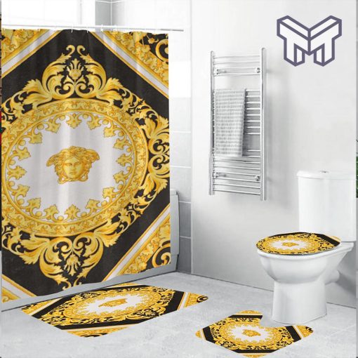 Gianni versace royal bathroom set hot 2023 luxury shower curtain bath rug mat home decor