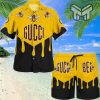 Gucci Bee Yellow Black Premium Hawaii Set Luxury Brand Fashion Hawaiian Shirt And Shorts