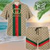 Gucci Stripe Hawaii Set Luxury Brand Fashion Hawaiian Shirt And Shorts