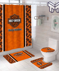 Harley Davidson Bathroom Set With Shower Curtain Shower Curtain And Rug Toilet Seat Lid Covers Bathroom Set Type 02