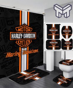 Harley Davidson Bathroom Set With Shower Curtain Shower Curtain And Rug Toilet Seat Lid Covers Bathroom Set Type 03