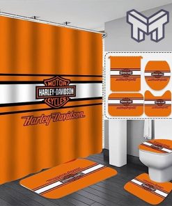 Harley Davidson Bathroom Set With Shower Curtain Shower Curtain And Rug Toilet Seat Lid Covers Bathroom Set Type 05