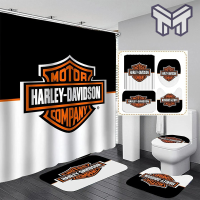 Harley Davidson Bathroom Set With Shower Curtain Shower Curtain And Rug Toilet Seat Lid Covers Bathroom Set Type 06