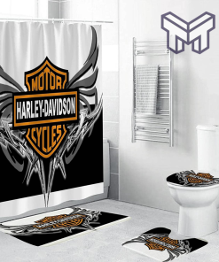 Harley Davidson Bathroom Set With Shower Curtain Shower Curtain And Rug Toilet Seat Lid Covers Bathroom Set Type 09