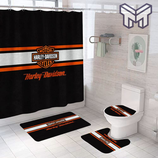 Harley Davidson Bathroom Set With Shower Curtain Shower Curtain And Rug Toilet Seat Lid Covers Bathroom Set Type 11