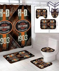 Harley Davidson Bathroom Set With Shower Curtain Shower Curtain And Rug Toilet Seat Lid Covers Bathroom Set Type 12