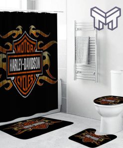 Harley Davidson Bathroom Set With Shower Curtain Shower Curtain And Rug Toilet Seat Lid Covers Bathroom Set Type 14