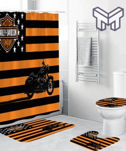 Harley Davidson Bathroom Set With Shower Curtain Shower Curtain And Rug Toilet Seat Lid Covers Bathroom Set Type 15