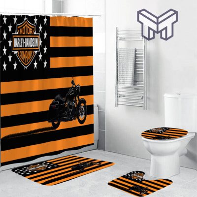 Harley Davidson Bathroom Set With Shower Curtain Shower Curtain And Rug Toilet Seat Lid Covers Bathroom Set Type 15