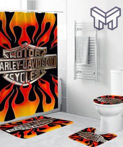 Harley Davidson Bathroom Set With Shower Curtain Shower Curtain And Rug Toilet Seat Lid Covers Bathroom Set Type 16