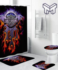 Harley Davidson Bathroom Set With Shower Curtain Shower Curtain And Rug Toilet Seat Lid Covers Bathroom Set Type 17