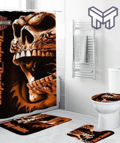 Harley Davidson Bathroom Set With Shower Curtain Shower Curtain And Rug Toilet Seat Lid Covers Bathroom Set Type 19